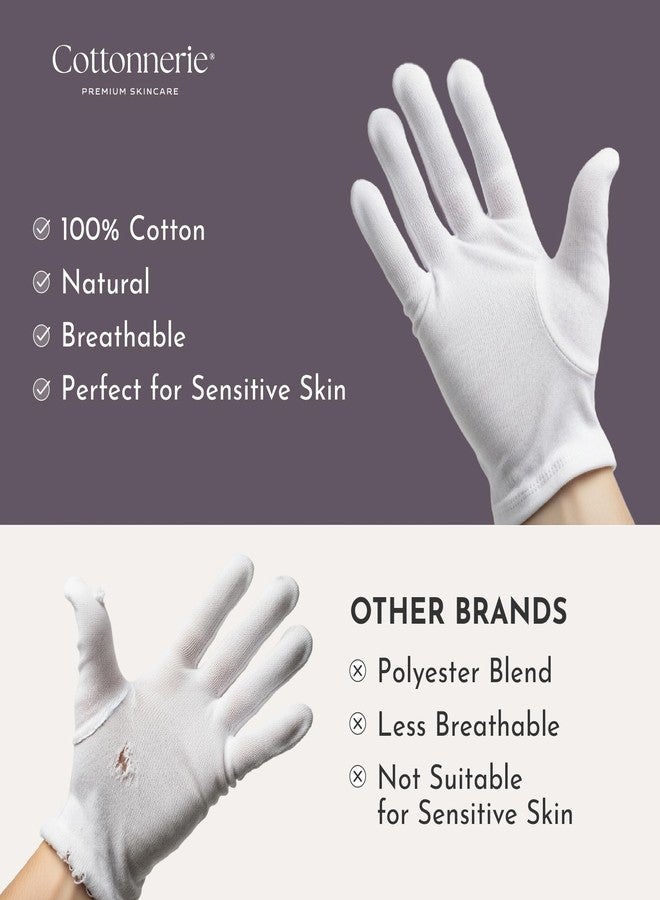 COTTONNERIE 4 Pairs Cottonnerie Basics Cotton Gloves for Dry Hands Sleeping, Moisturizing Gloves Overnight, Hand Moisturizer Gloves, Moisture Gloves for Dry Hands Overnight, Sleeping Gloves, Small - Image 3